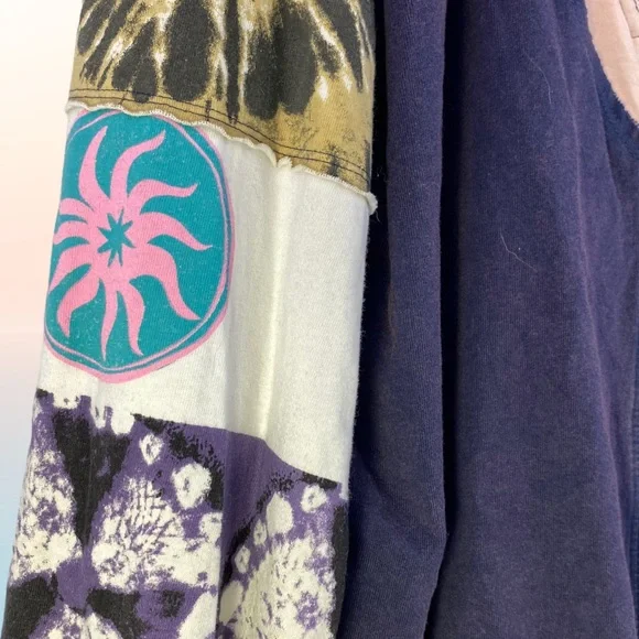 SOLD Free People We The Free Marley Cardigan Tee Top Purple Multi Size Large - Picture 4 of 13